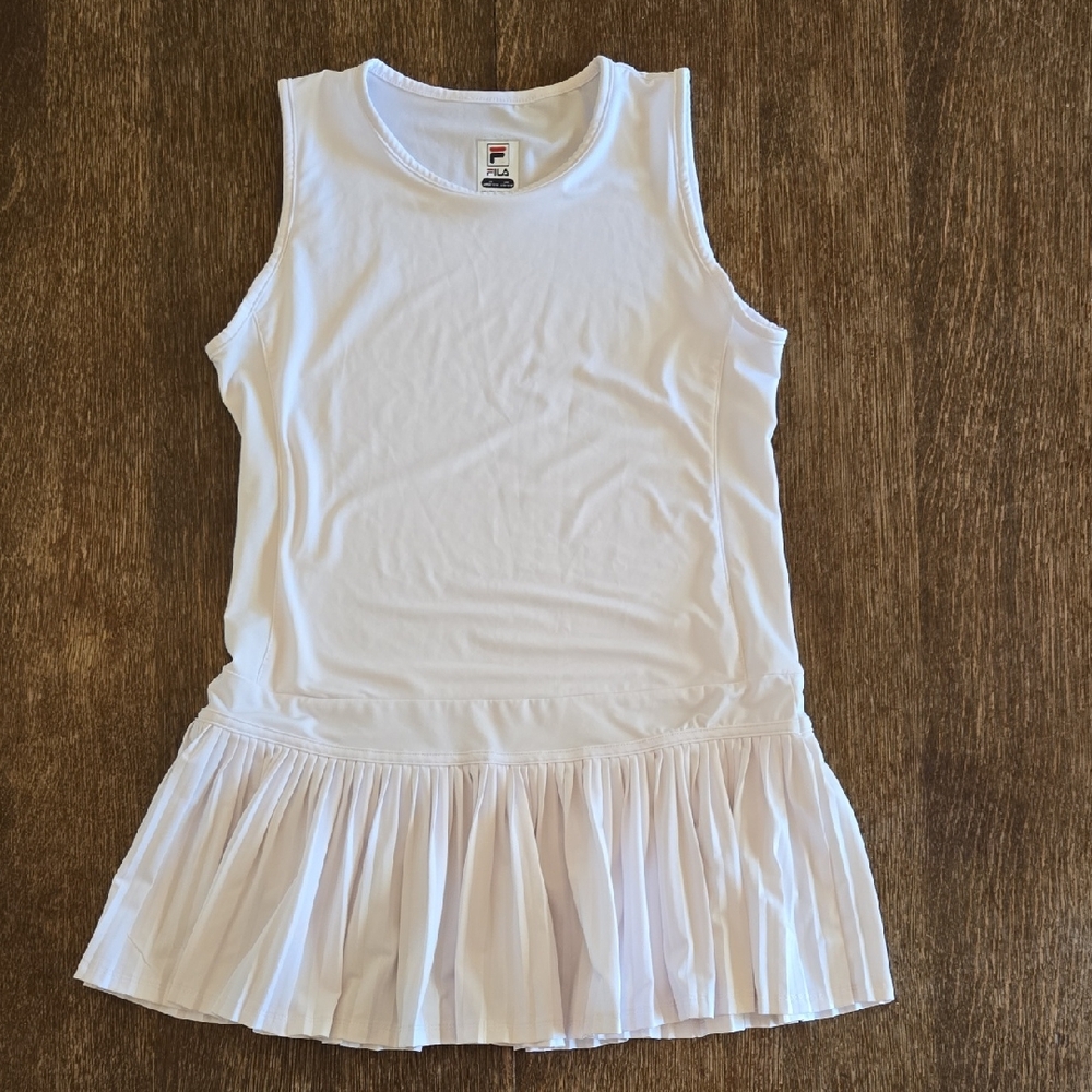 Fila White Pleated Tennis Dress, Girls Size 12-14.
